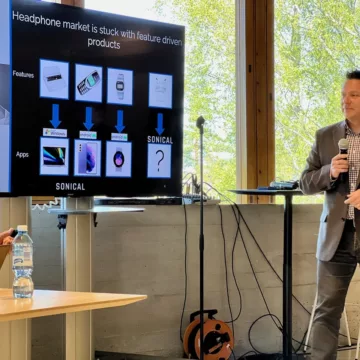Gary Spittle of Sonical presenting at Future of Wireless Audio Headphone 3 0 at AES Europe 2023